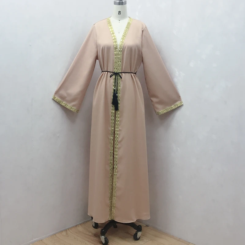 F864New мусульманское платье Абая для женщин baju мусульманский wanita марокканский