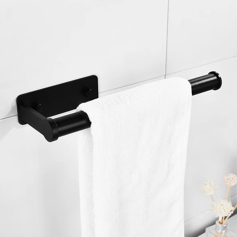 Вешалка для полотенец в ванную комнату подвесной держатель алюминиевая черная