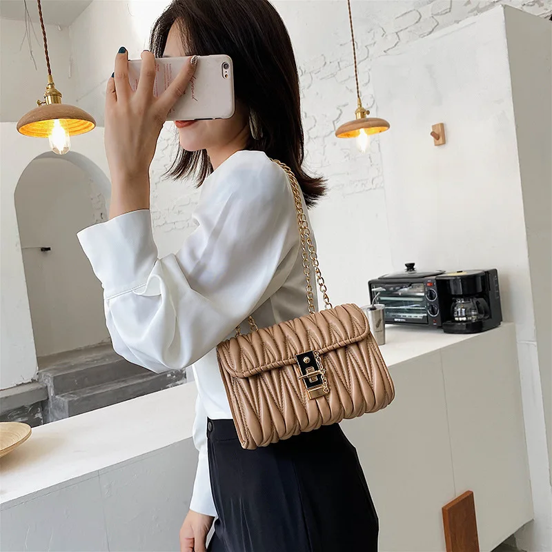 

Uosc Fashion Chain Bags For Women Slanting Shoulder Dual-Use Bags Female 2021 New Tide Small Square Package Leather Shoulder Bag