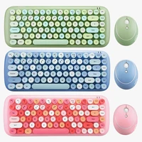 Set MOFii Wireless Keyboard Mouse Kit Jelly Candy Color Mixed Roud Keycap1600DPI Mini 2 4G USB Optical Laptop Gaming Mouse
