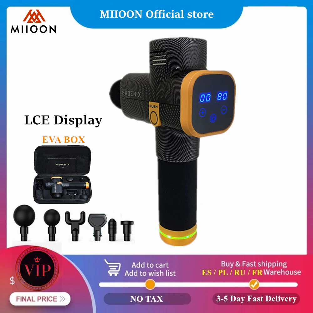 

Phoenix A2 Muscle Massage Gun Sport Therapy Massager Body Relaxation Pain Relief Slimming Shaping Massag 6 Heads With EVA Bag