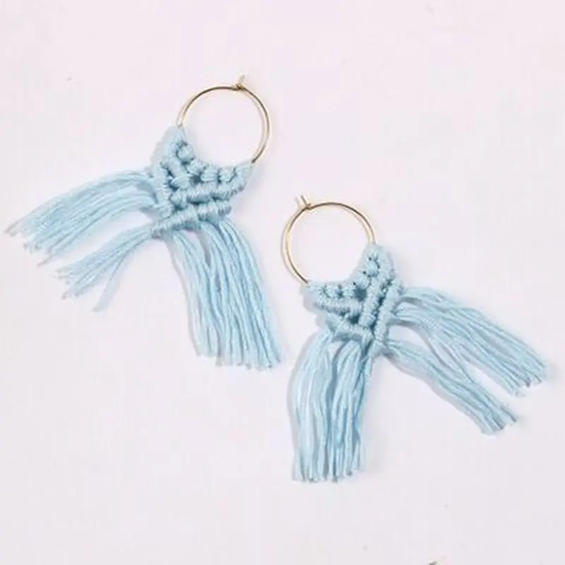

M&G 7 Colors Cotton String Tassel Alloy Earrings Hand Weaving Round Hollow Pendant Earrings Fashion Halloween Party Accessories