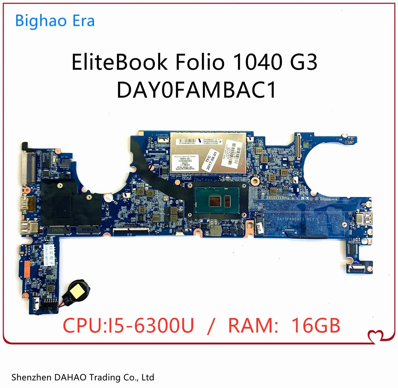 Для HP 1040 G3 Материнская плата ноутбука DA0Y0FMBAJ1 DA0Y0FMBAJ0 DAY0FAMBAC1 с I5-6300U 16GB-RAM 844416-001 844416-601