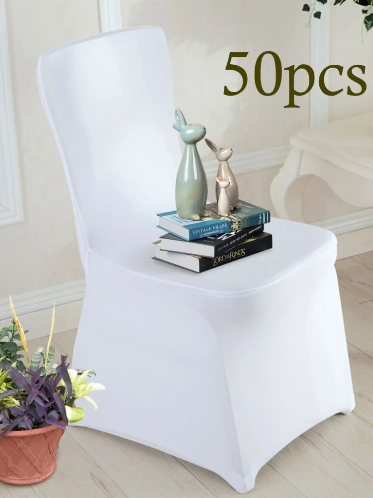 

50 pieces of white stretch spandex chair cover wedding chair cover party chair cover, suitable for restaurant hotel wedding part