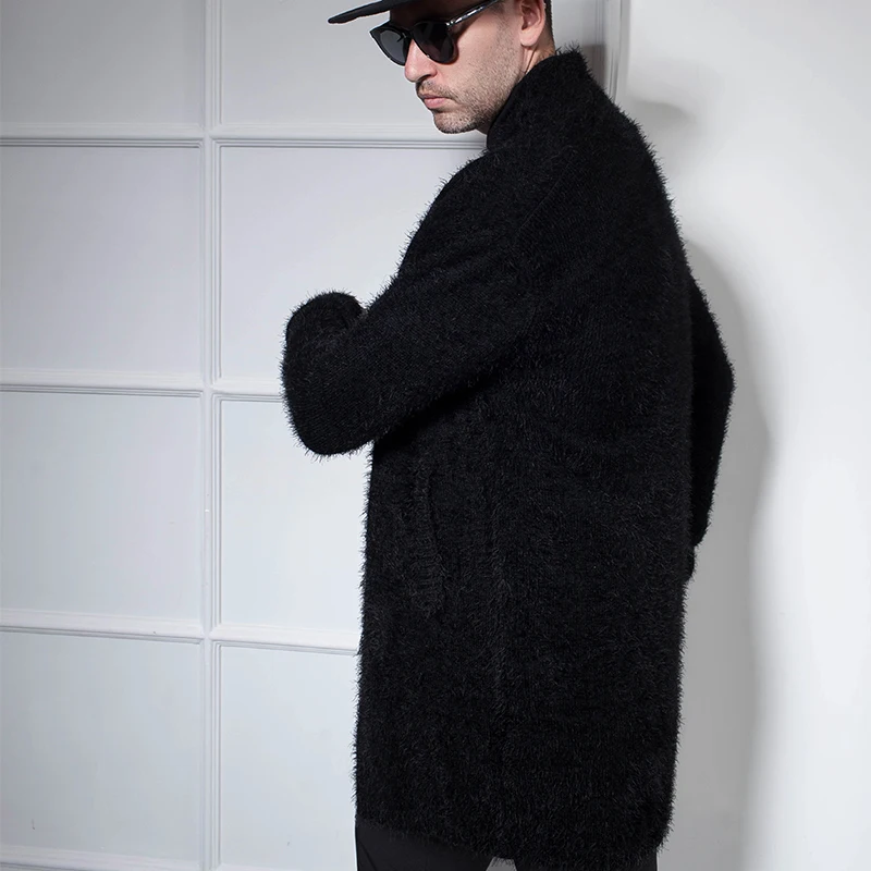 Новинка Осень-Зима в европейском и американском стиле дикий черный кардиган