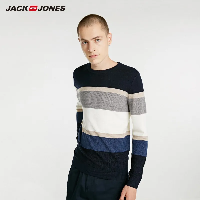 JackJones осенние мужские базовые полосатые шерстяные свитера пуловер Топ Новая