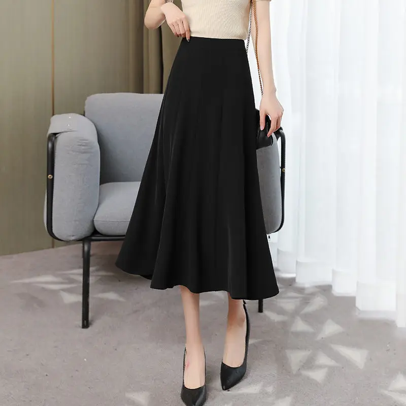 

2021 Spring Summer Women Solid Color Chiffon Skirt Casual Female Elegant Loose Plus Size High Waist A-Line Midi Skirts Y172