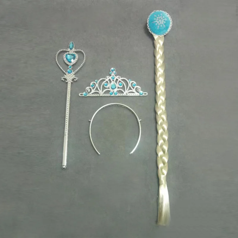 Accessories style 1 Рождественское платье; костюм Снежной Королевы для девочек; детское платье принцессы Эльзы; рождественское праздничное платье для девочек; зимний костюм Эльзы; - Цвет: Accessories style 1