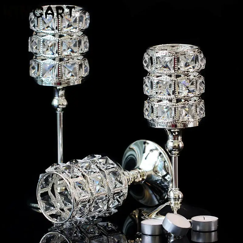 Хрустальный подсвечник Роскошный Серебристый свадебный стеклянный Золотой