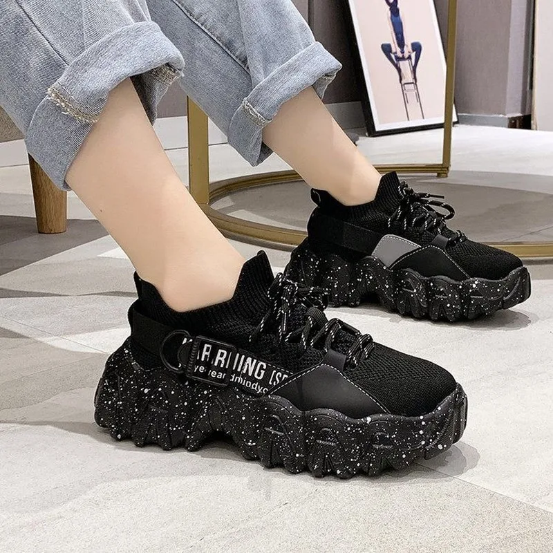 

Women Platform Sneakers Fashion White Woman Lace Up Casual Shoes Female Designers Chunky Comfortable Trainers Zapatillas Mujer
