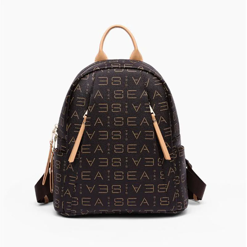 

PVC material Women's backpack Quality Women Bag Luxury Designer Fashion Women Backpack Brown