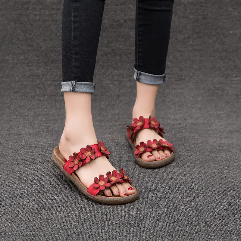 Оригинальные летние женские шлепанцы ручной работы удобные сандалии из