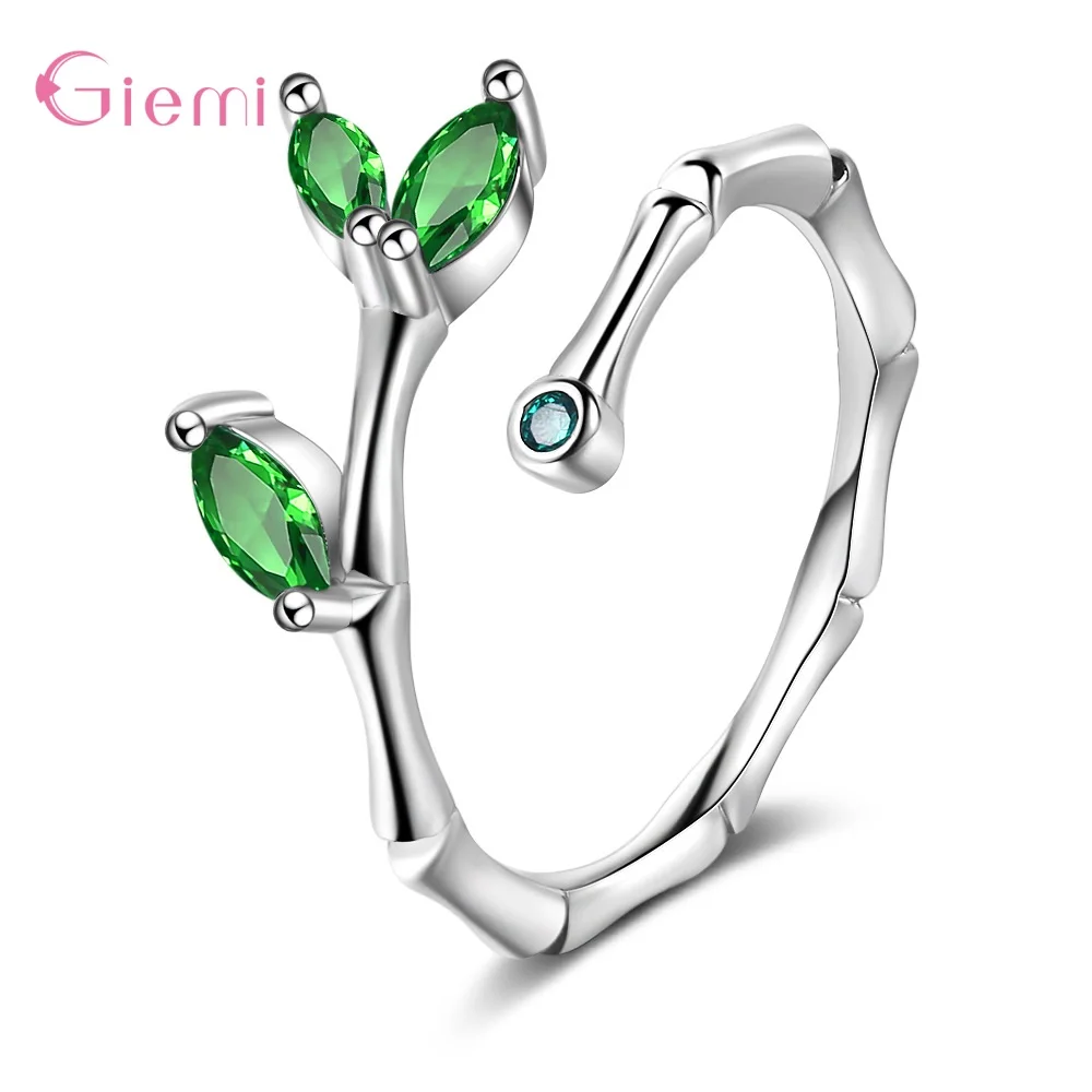 

Newest Models Genuine 925 Sterling Silver Green Leaves Finger Rings For Women Fashion Jewelry New Design Anel Bijoux