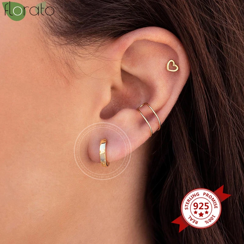 Серьги кольца из стерлингового серебра 925 пробы для женщин круглые