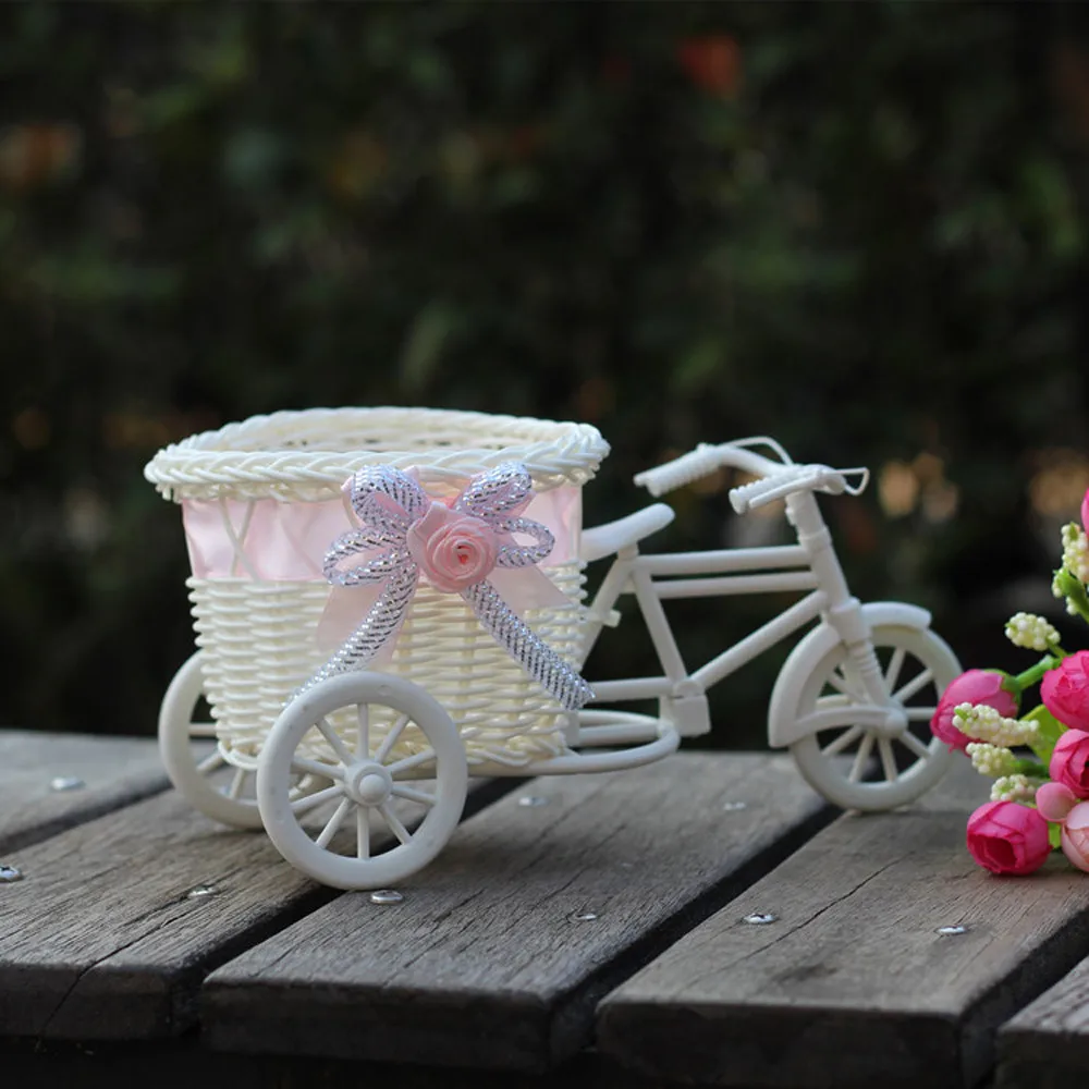 Hot Wedding Car for Model White Flower Basket Large Rattan Tricycle Bike Vase Ornaments Storage Party Decor H5 | Дом и сад