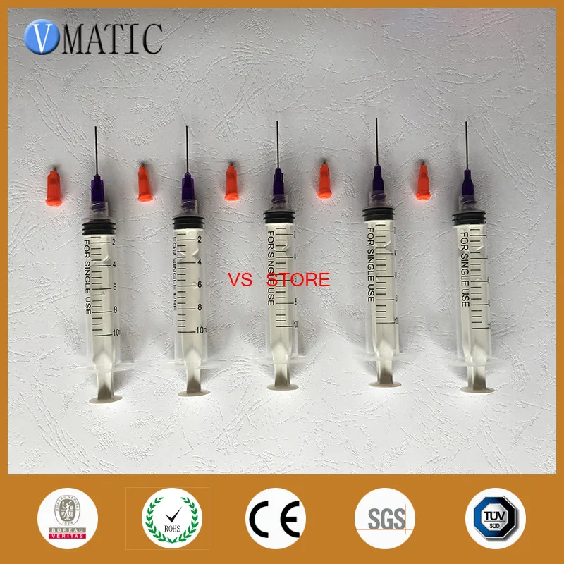 5 комплектов шприц из нержавеющей стали с крышкой и стопором 21 г + шт. 10 куб.