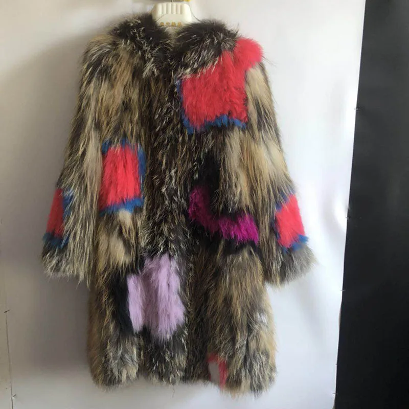 

2019 new loose versatile winter Korean version of the long section of the raccoon fur real fur