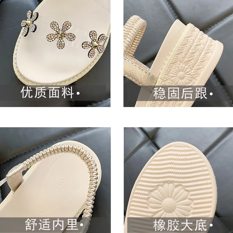 

Beige Heeled Sandals Comfort Shoes for Women Buckle Strap Espadrilles Platform Clogs Wedge 2021 Summer Med Black High New Lacque