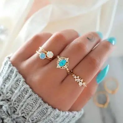 4 шт./компл. Для женщин простой драгоценные камни с геометрическим рисунком