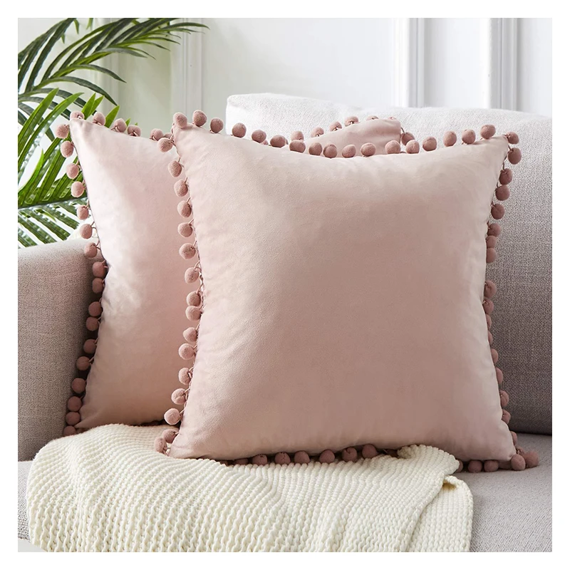 Домашний Декоративный квадратный чехол для подушки кружевной с шариками мягкий
