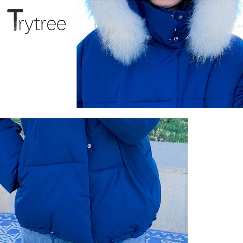 Trytree зимнее женское повседневное пальто с однотонными пуговицами на молнии