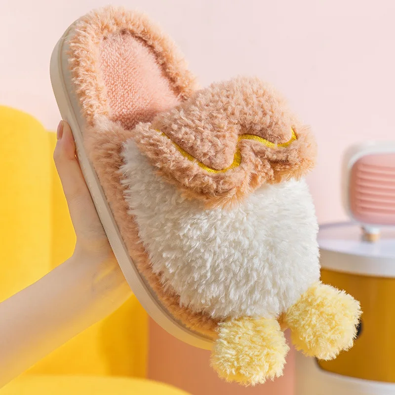 

Женские пушистые шлепанцы, украшение в виде бабочек, искусственный мех, сандалии на платформе, зимние теплые тапочки, повседневная обувь дл...