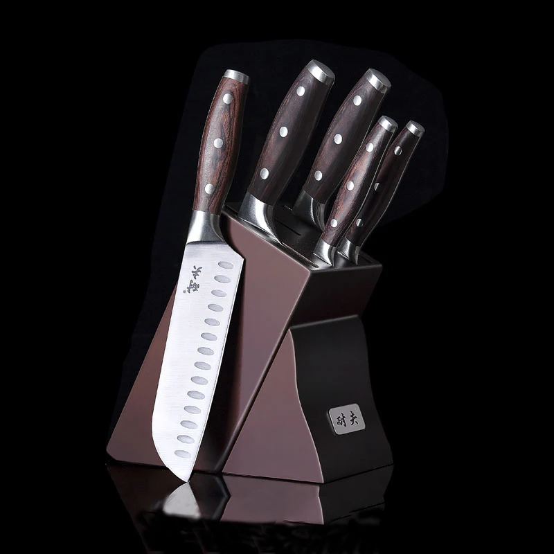 

Набор кухонных ножей из нержавеющей стали 5Cr1 5Mov измельчитель Santoku Универсальный нож для чистки овощей и мяса с держателем
