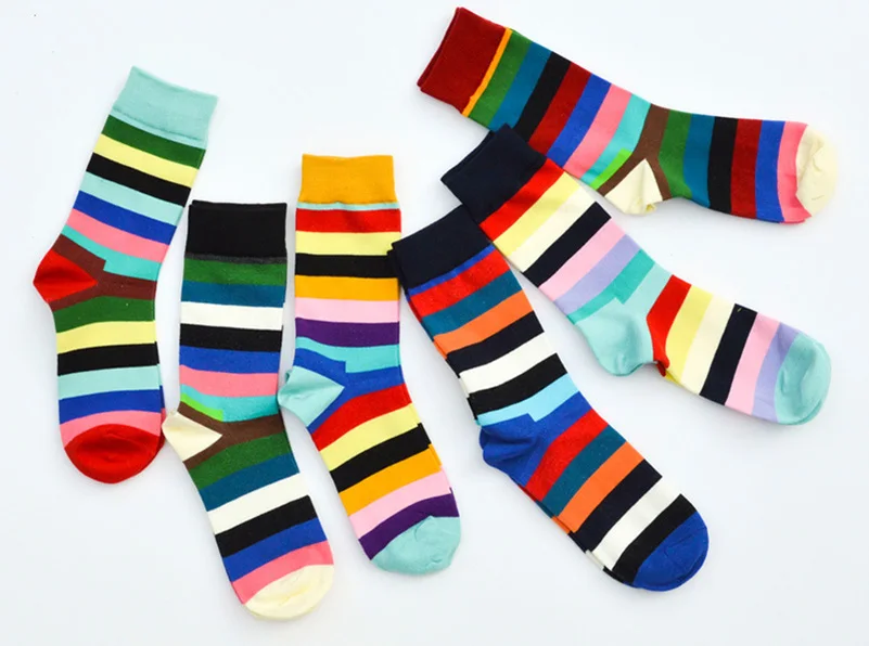 LKWDer 6 пар мужские забавные носки Calcetines Happy носки для мужчин Chaussette Homme красочные полосатые Meias удобные теплые носки