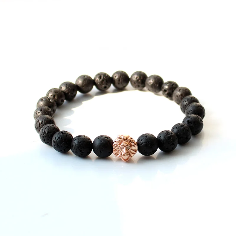 Природный лавовый камень лев браслет для женщин Pulseira мужские ювелирные изделия Аксессуары Летний подарок бойфренда Braclet Прямая поставка