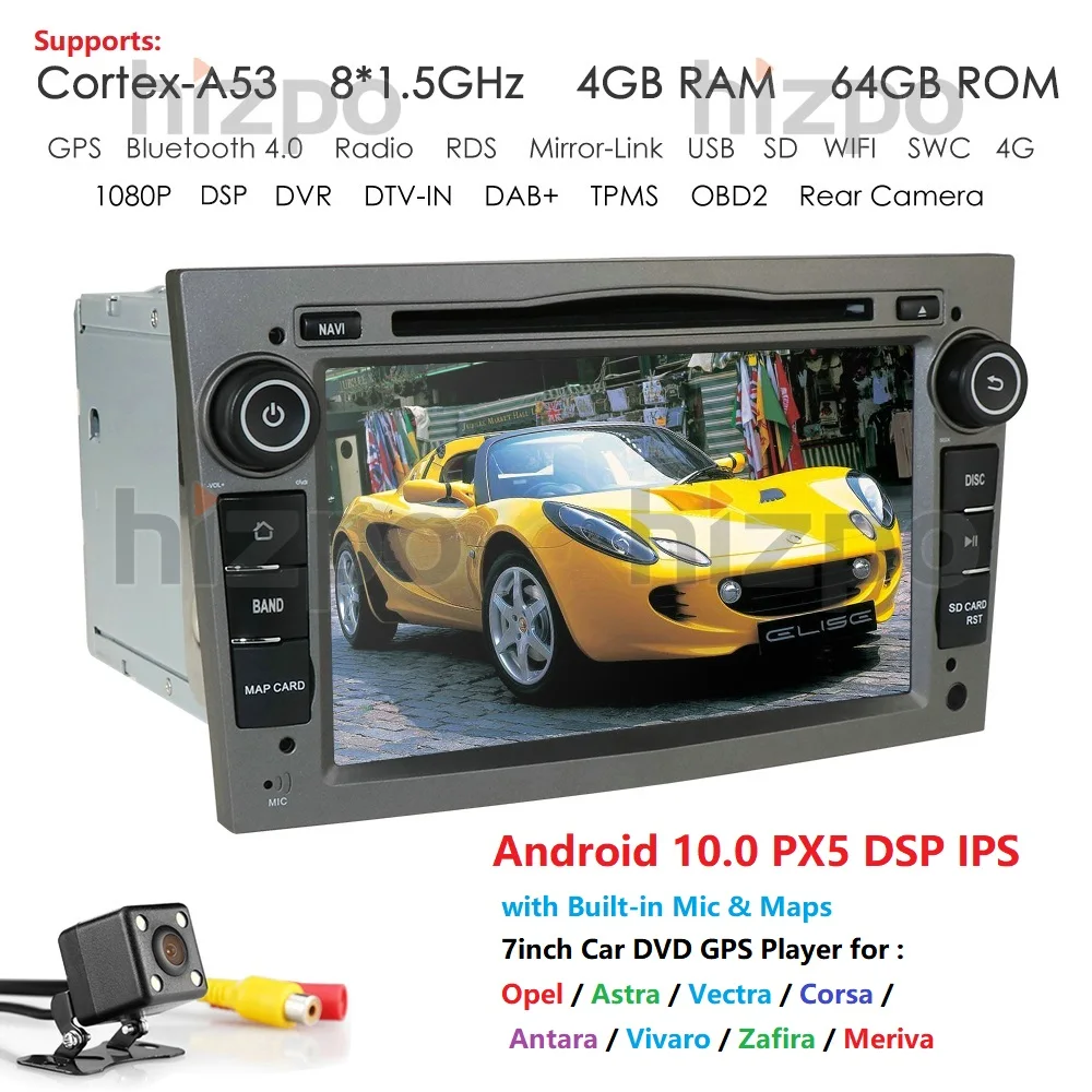 IPS DSP 4 ГБ Android 10 0 2 DIN Автомобильный GPS для opel Vauxhall Astra H G J Vectra Antara Zafira Corsa Vivaro Meriva Veda DVD