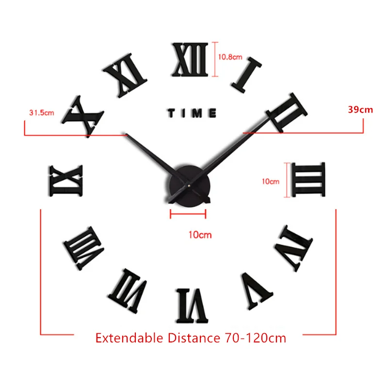 

Roman Numbers 3D Watch Acrylic Mirrored Digital Wall Clock For Living Room Modern Design DIY Home Decoration