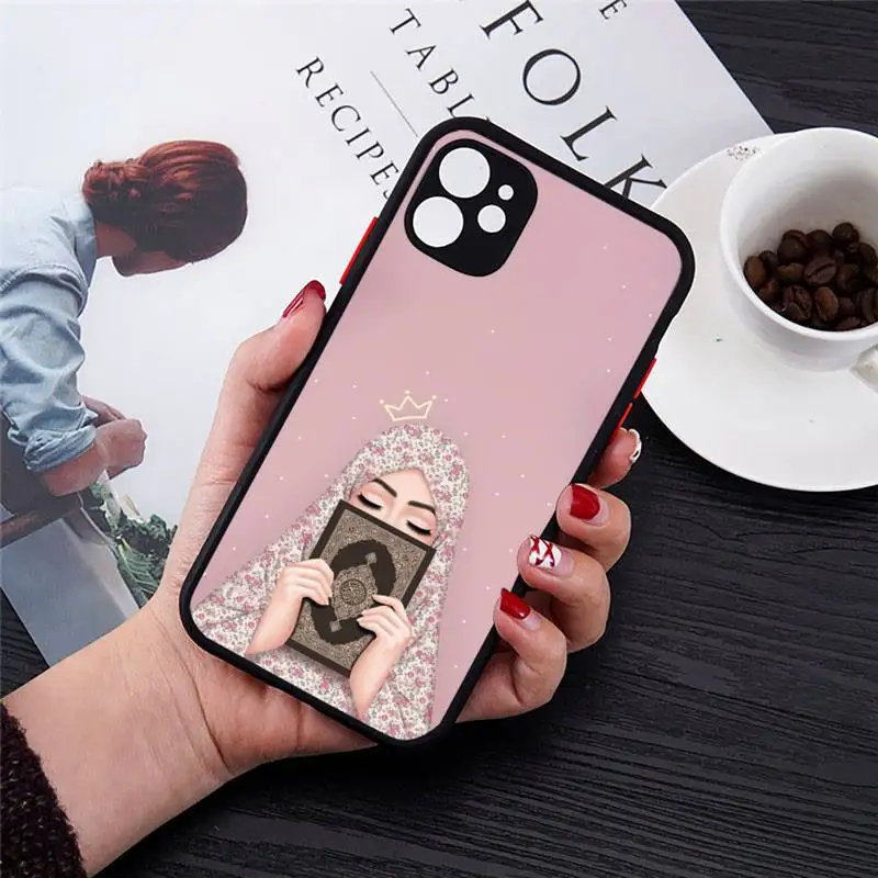 

Muslim Islamic Gril Eyes Arabic Hijab Girl Phone Case matte transparent For iphone 7 8 11 12 plus mini x xs xr pro max cover
