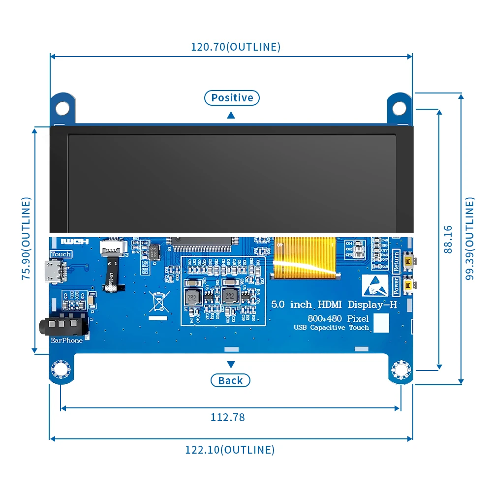 5-дюймовый ЖК-дисплей IPS AIDA64 емкостный сенсорный модуль HDMI 800x480 для Raspberry Pi 3 Pi4 ПК