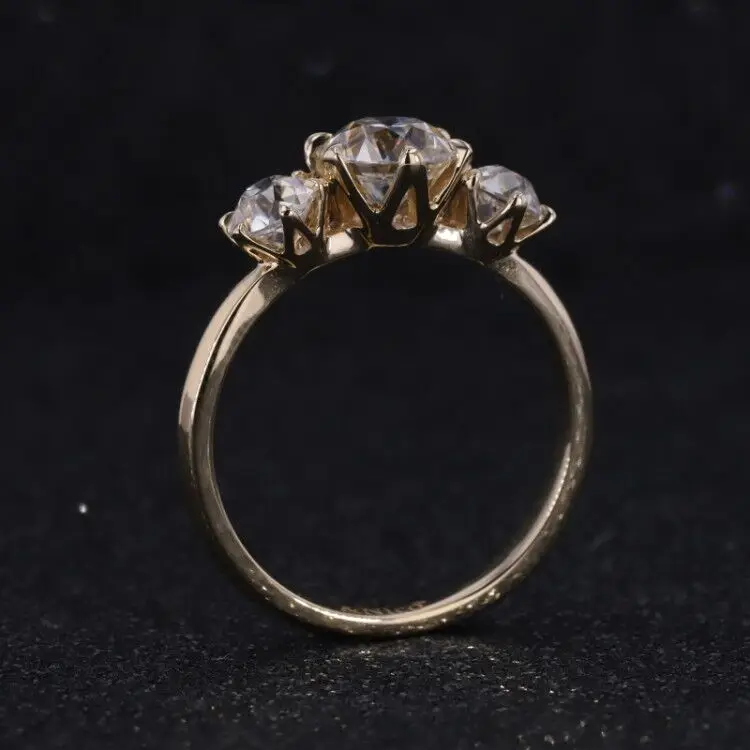 Кольцо с тремя камнями 9K муассанит драгоценный камень ОЭК романтическое