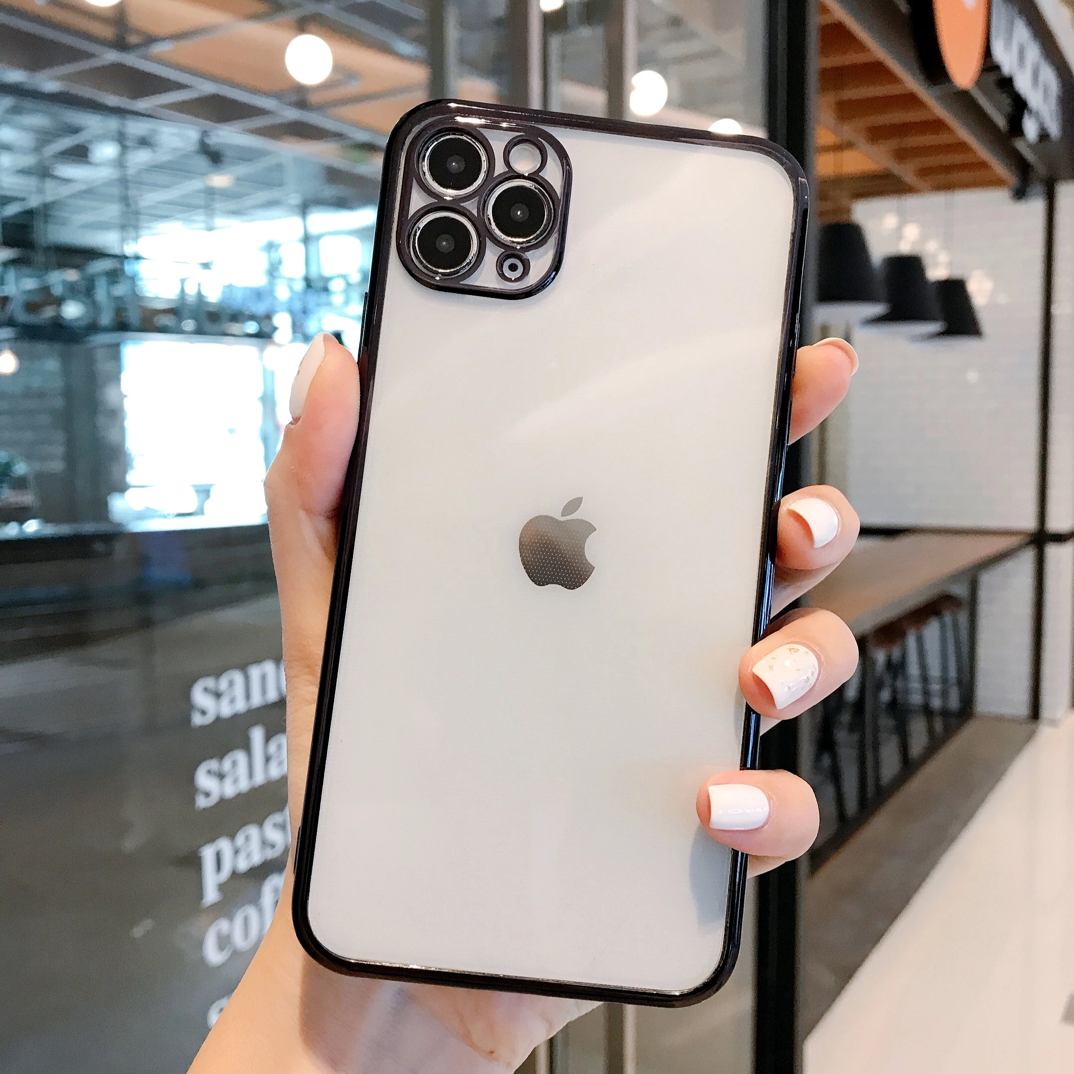 

Luxury Square Plating Frame Case For iPhone 11 11 Pro Max 7 8 6 6s Plus X XS XS Max Soft Clear TPU Back Cover Transparent Cases