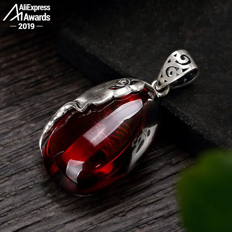 Магазин в античном стиле S925 подвеска с рубином для ожерелья Женская винтажная