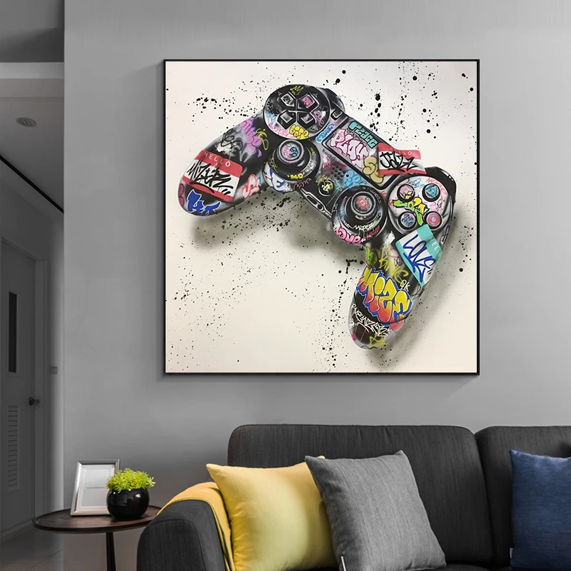 

Abstract Game Handle Graffiti Art Canvas Painting Cuadros Posters Print Wall Art for Living Room Home Decor