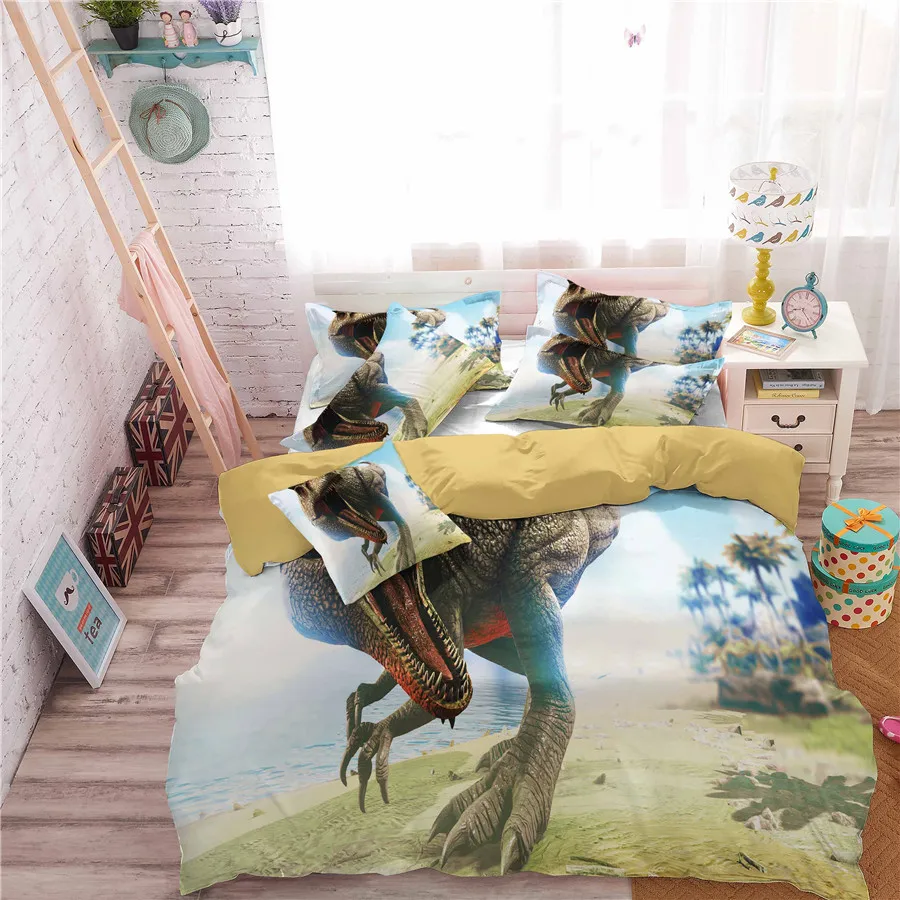 Комплект постельного белья HELENGILI 3D с принтом динозавра в парке Юрского периода