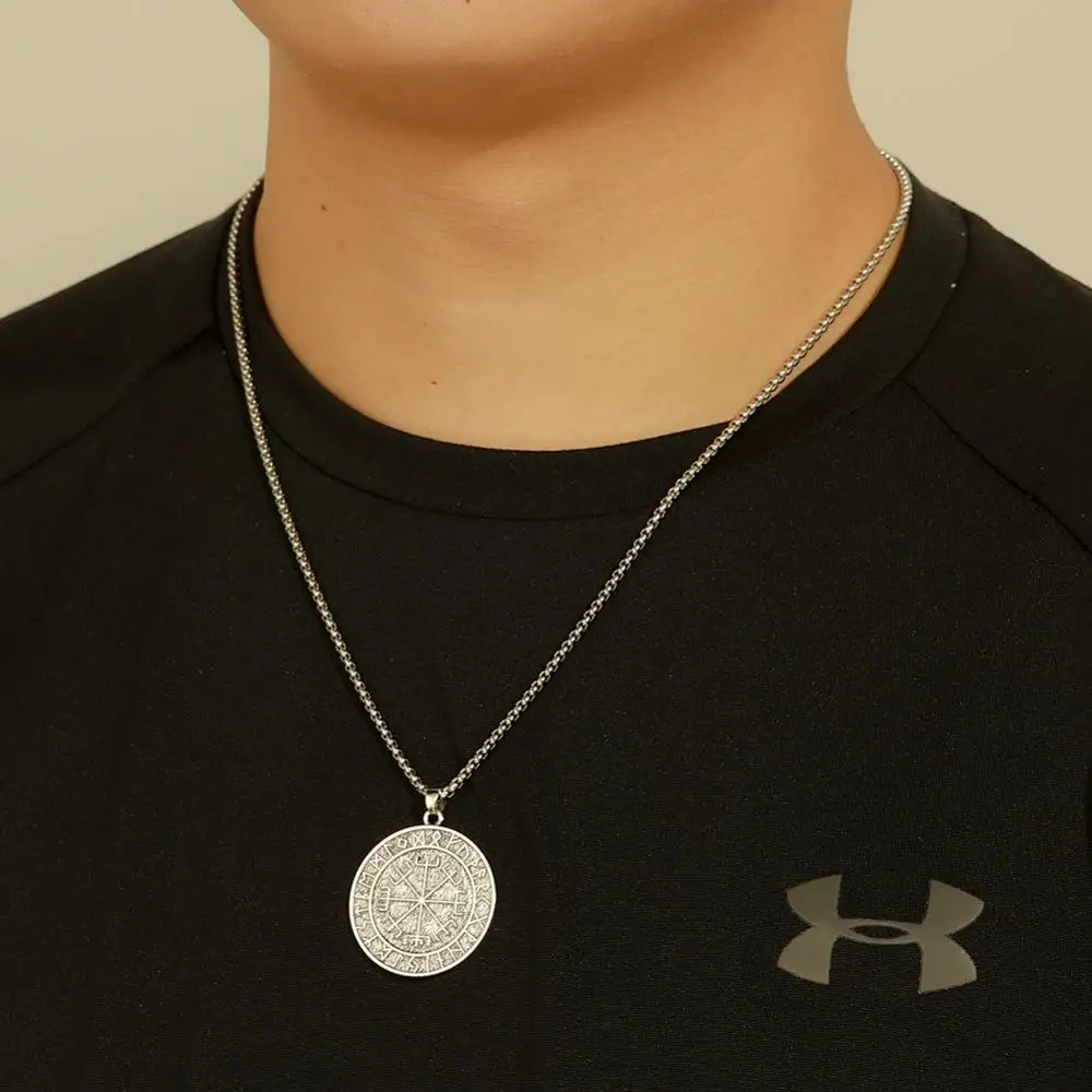 Fishhook Vegvisir руны викингов кулон шнур обработанный воском с регулируемой длиной