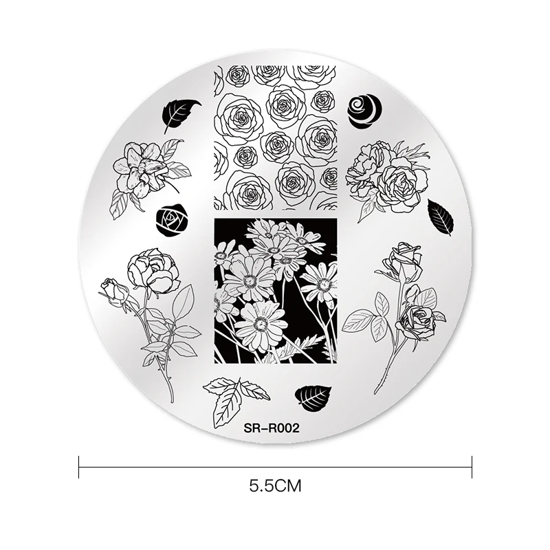 Штамповочные пластины для ногтей с натуральными растениями и рисунками роз