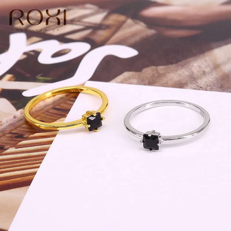 Женское кольцо из серебра 925 пробы с черным кристаллом | Украшения и аксессуары