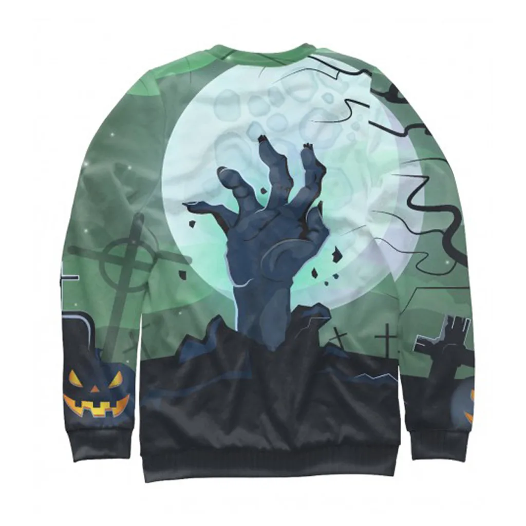 Hsu 828 Hot Sales Big Promotion Women Halloween Skull 3D Print Party Long Sleeve Pullover O-Neck Sweatshirt for Ladies Gif | Женская