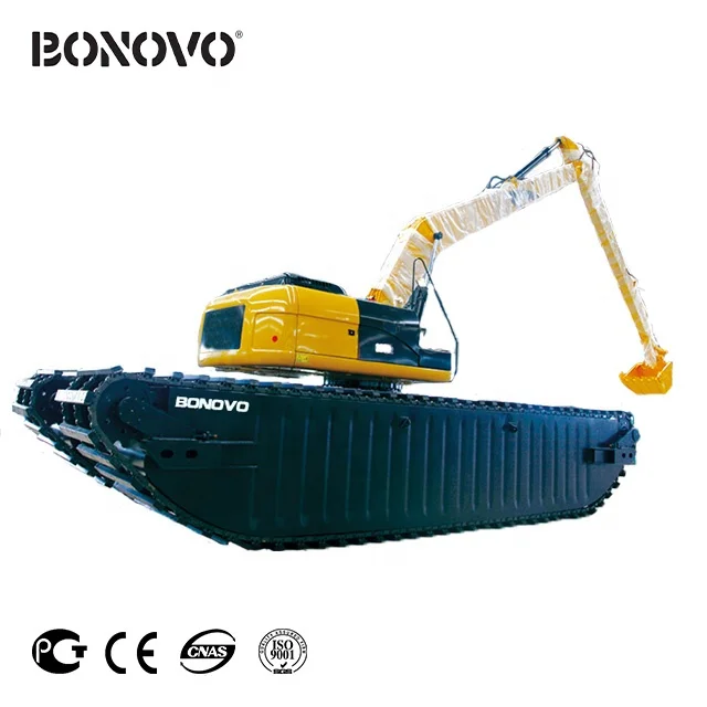 

Amphibious Excavator with Pontoon