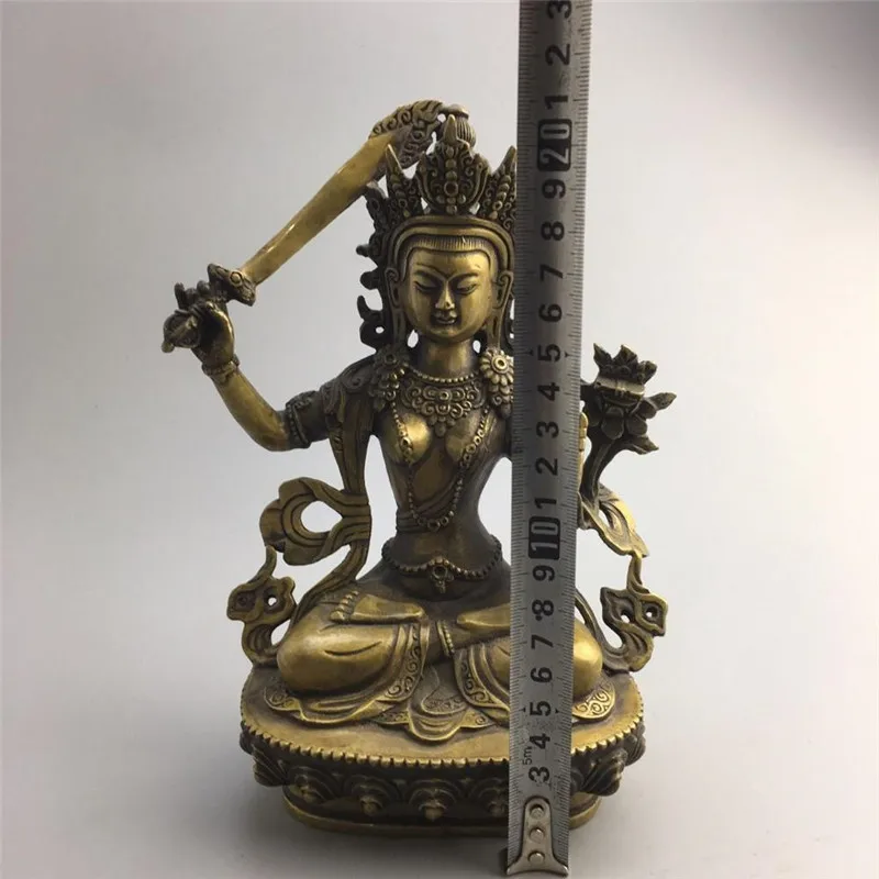 Старая китайская статуэтка Будды из тибетского серебра в стиле фэн-шуй листового