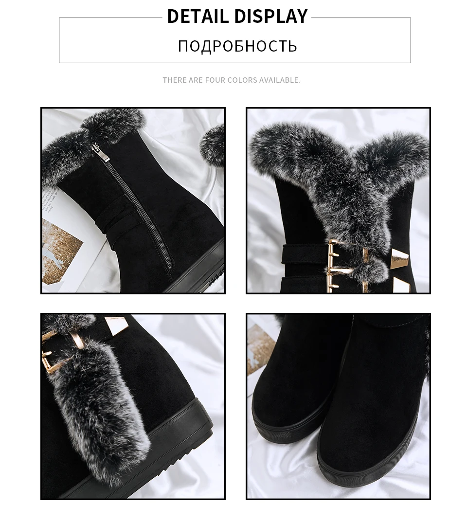 ENMAYER/ г. Женские зимние сапоги из искусственной замши зимние сапоги, увеличивающие рост, с круглым носком женская обувь, размер 34-40