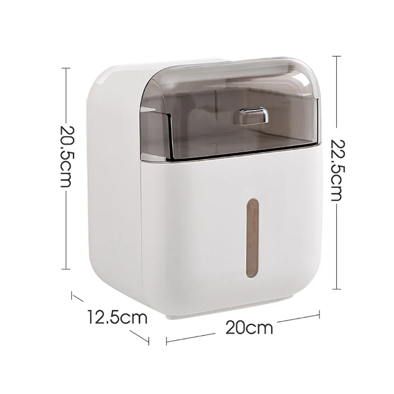 

Waterproof Punch-Free Wall-Mount Roll Tissue Box Plastic Roll Paper Box Bathroom Paper Towel Storage Rack Toilet Paper Organizer