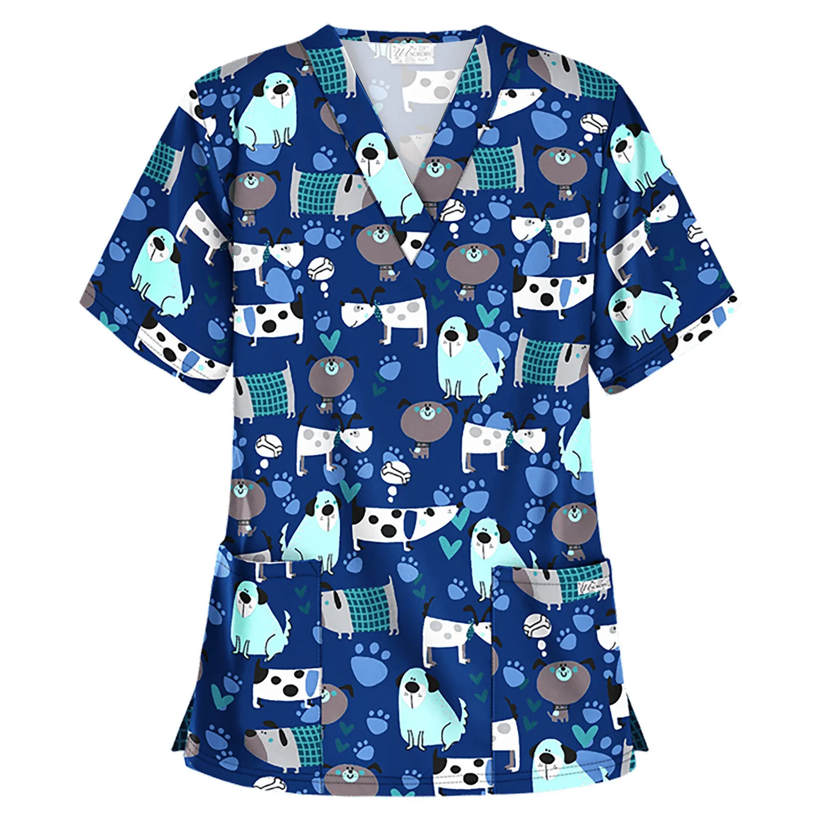 

Nurse uniform Tops Hot Sale Women Short Sleeve V-neck Tops Working Uniform Christmas Thanksgiving Blouse uniforme enfermera