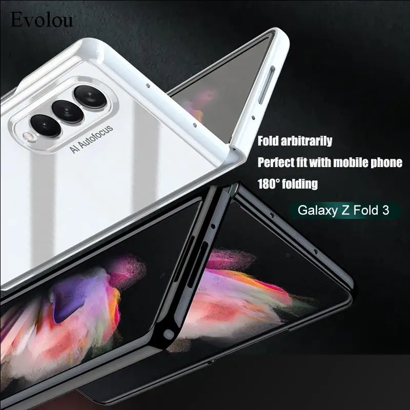 ultra thin hard glossy phone case for samsung galaxy z fold 3 luxury anti fall protective cover for samsung z fold3 5g shell free global shipping