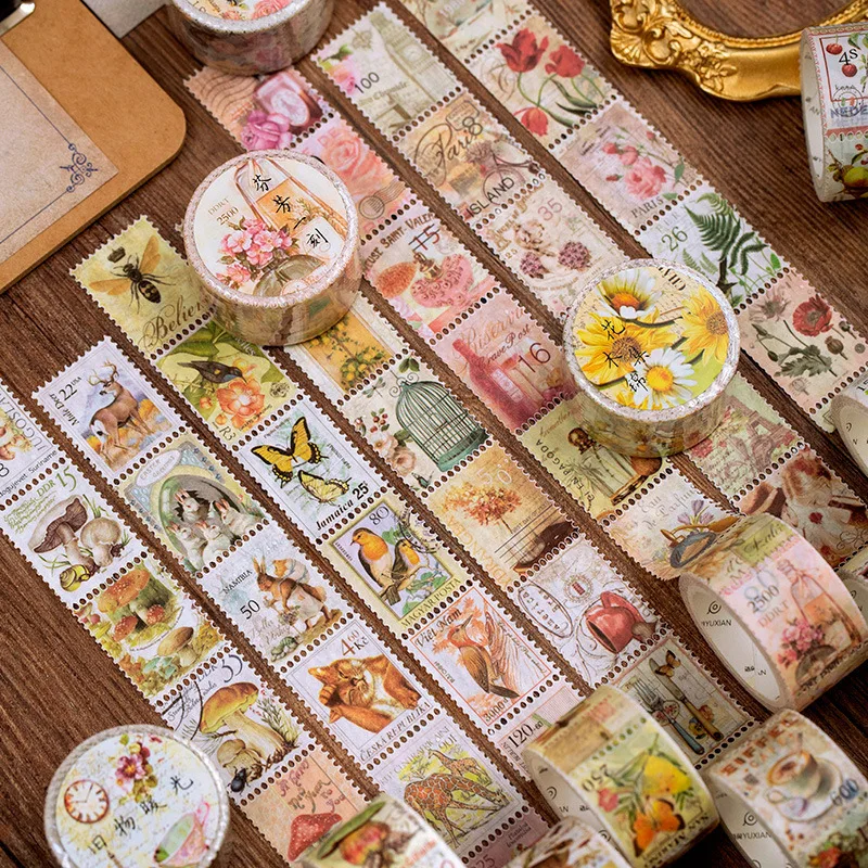 

Fantastic Forest Series Vintage Stamp Washi Tape Diy Diary Label Decorative Scrapbook Notepad Stationery Sticker Masking Tape