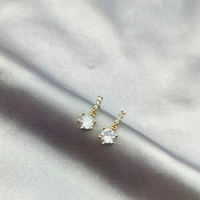 cute earring plated gold zircon s925 silver needle charm earrings for women pendant korean design jewelry wedding accessories